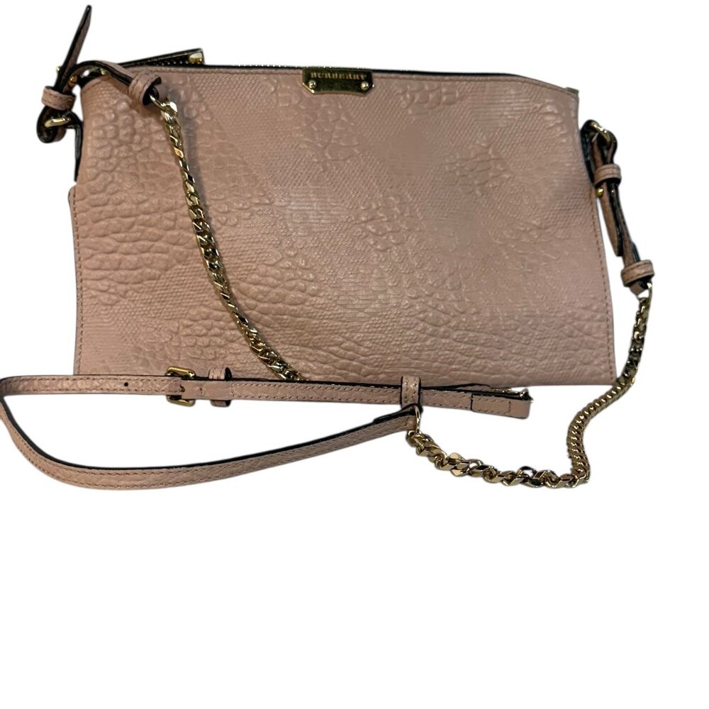 EUC Burberry Grained Leather Peyton Crossbody Bag - Pale Orchid